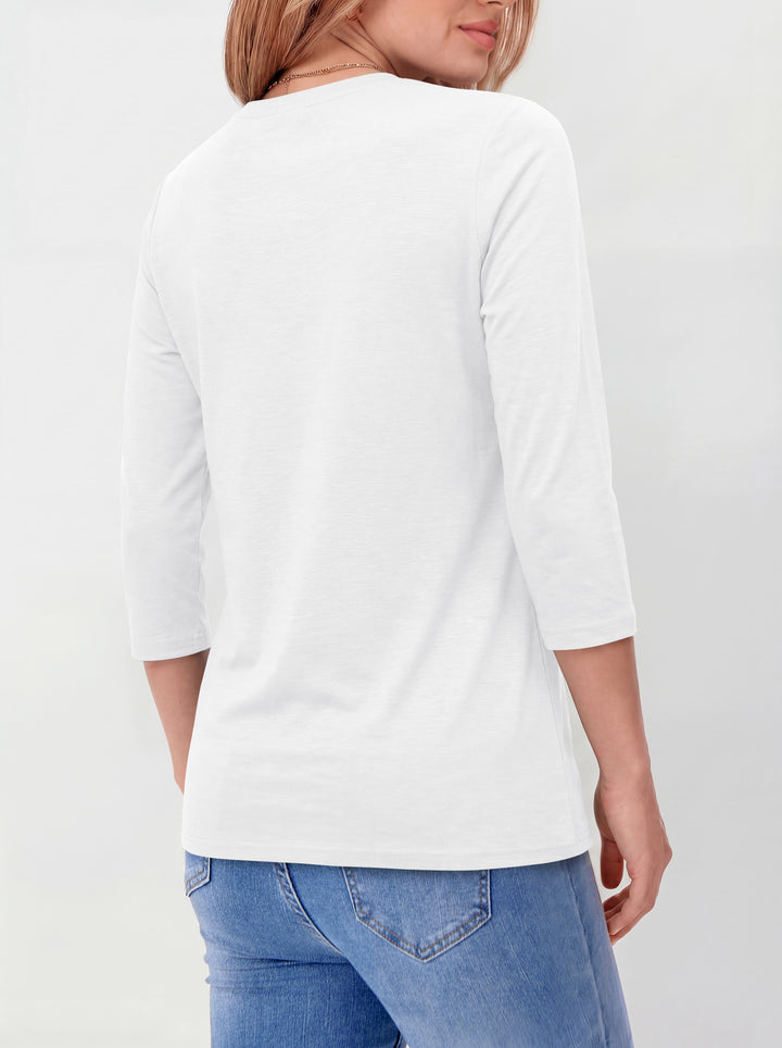 ANRABESS Womens 3/4 Sleeve Top，Wrinkle-Free Soft T-Shirts，Crew Neck Basic Tee，Casual Summer Spring Clothes ，Daily Work Travel