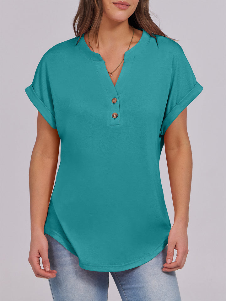 ANRABESS Womens Short Sleeve Henley Tops V Neck Dressy Casual Blouses Summer Trendy Tee Shirts 2026 Vacation Fashion Clothes