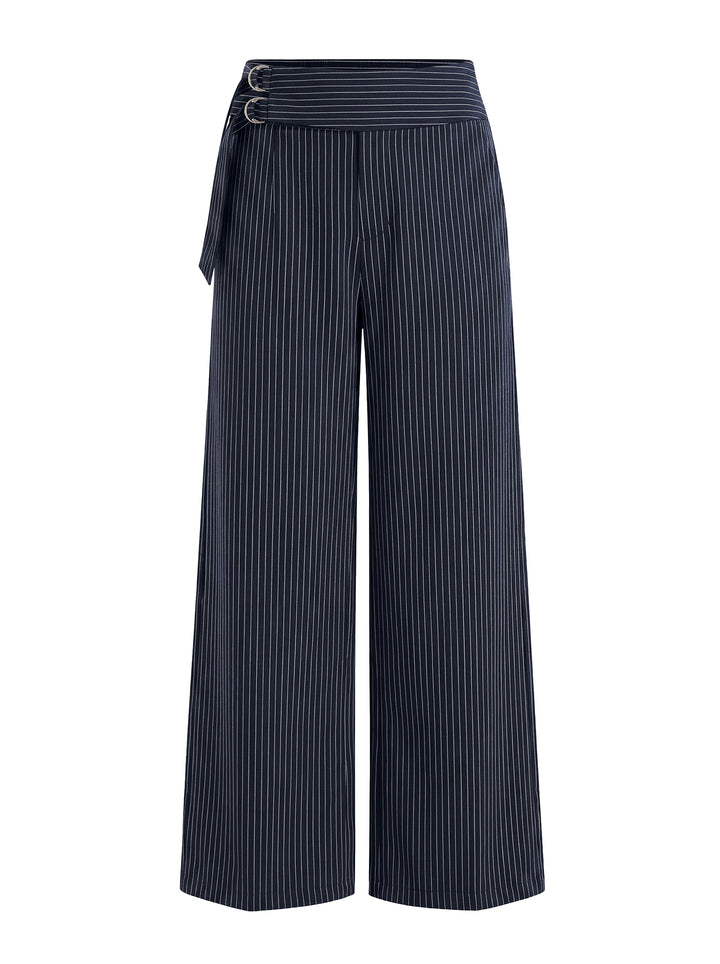 ANRABESS Women Wide Leg Buckle Pants with Pockets