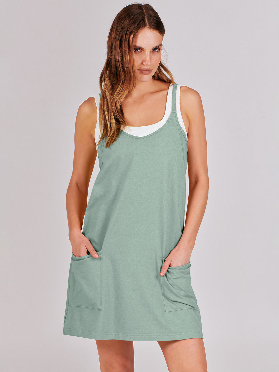 ANRABESS Women's Active Mini Dress with Built-in Shorts