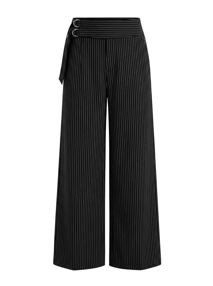 ANRABESS Women Wide Leg Buckle Pants with Pockets
