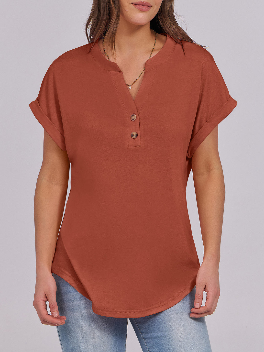 ANRABESS Womens Short Sleeve Henley Tops V Neck Dressy Casual Blouses Summer Trendy Tee Shirts 2026 Vacation Fashion Clothes