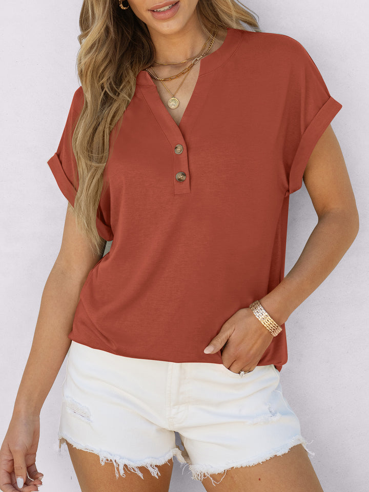 ANRABESS Womens Short Sleeve Henley Tops V Neck Dressy Casual Blouses Summer Trendy Tee Shirts 2026 Vacation Fashion Clothes