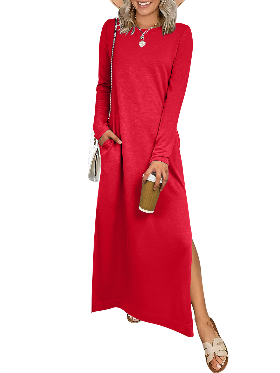 ANRABESS Women's Loose Split Flowy Maxi Dress