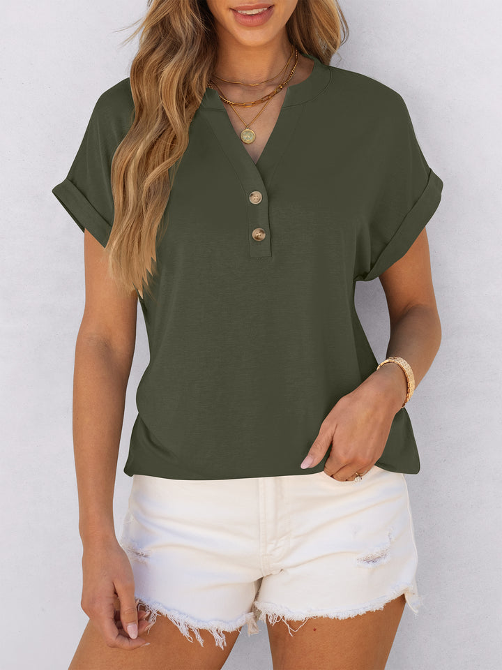 ANRABESS Womens Short Sleeve Henley Tops V Neck Dressy Casual Blouses Summer Trendy Tee Shirts 2026 Vacation Fashion Clothes