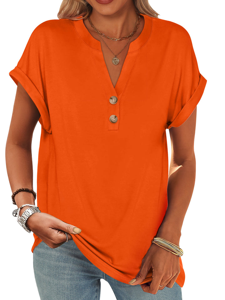 ANRABESS Womens Short Sleeve Henley Tops V Neck Dressy Casual Blouses Summer Trendy Tee Shirts 2026 Vacation Fashion Clothes