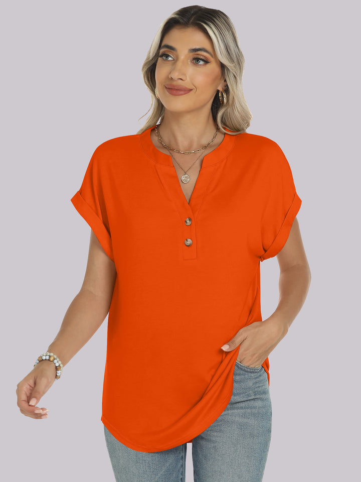 ANRABESS Womens Short Sleeve Henley Tops V Neck Dressy Casual Blouses Summer Trendy Tee Shirts 2026 Vacation Fashion Clothes