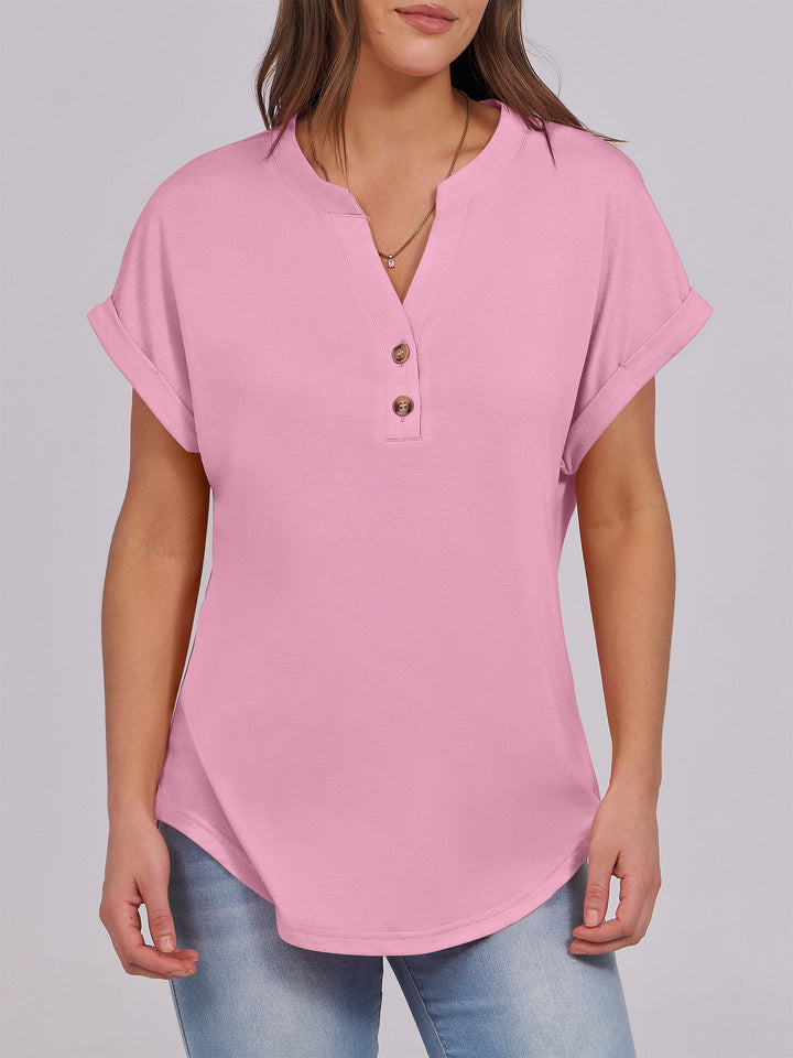 ANRABESS Womens Short Sleeve Henley Tops V Neck Dressy Casual Blouses Summer Trendy Tee Shirts 2026 Vacation Fashion Clothes