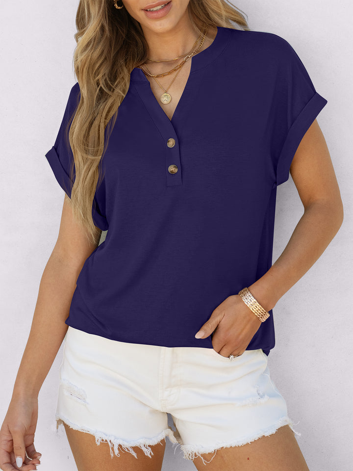 ANRABESS Womens Short Sleeve Henley Tops V Neck Dressy Casual Blouses Summer Trendy Tee Shirts 2026 Vacation Fashion Clothes