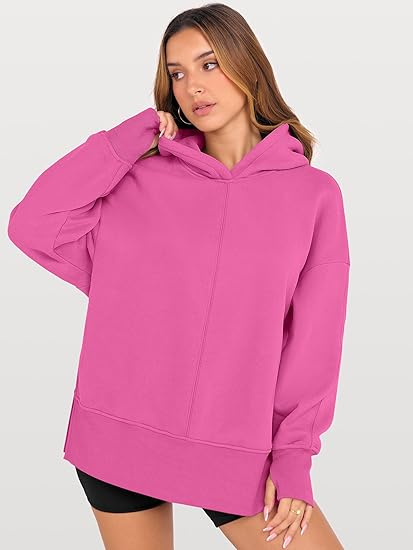 ANRABESS Oversized Slit Hoodie | Y2K Fleece Pullover