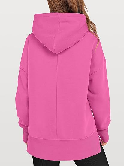 ANRABESS Oversized Slit Hoodie | Y2K Fleece Pullover