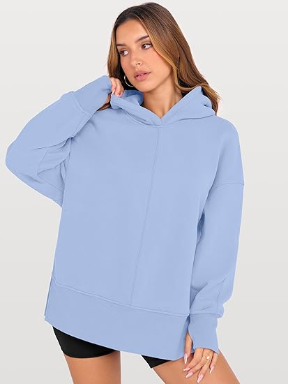 ANRABESS Oversized Slit Hoodie | Y2K Fleece Pullover