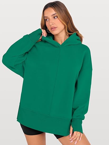 ANRABESS Oversized Slit Hoodie | Y2K Fleece Pullover
