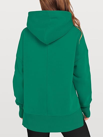 ANRABESS Oversized Slit Hoodie | Y2K Fleece Pullover