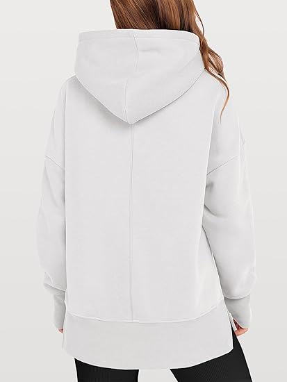 ANRABESS Oversized Slit Hoodie | Y2K Fleece Pullover