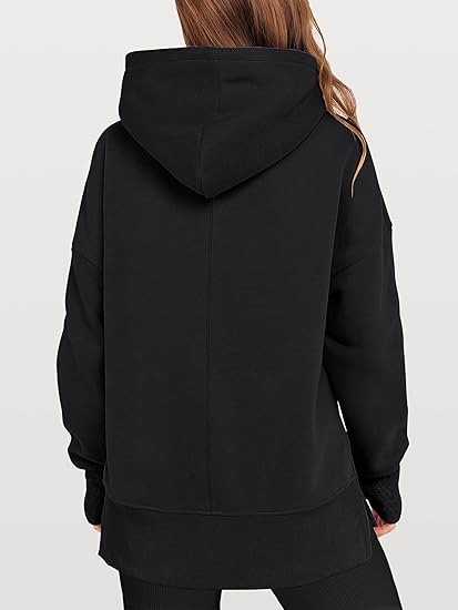 ANRABESS Oversized Slit Hoodie | Y2K Fleece Pullover