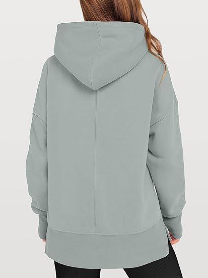 ANRABESS Oversized Slit Hoodie | Y2K Fleece Pullover