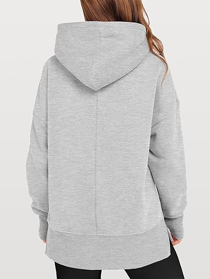 ANRABESS Oversized Slit Hoodie | Y2K Fleece Pullover