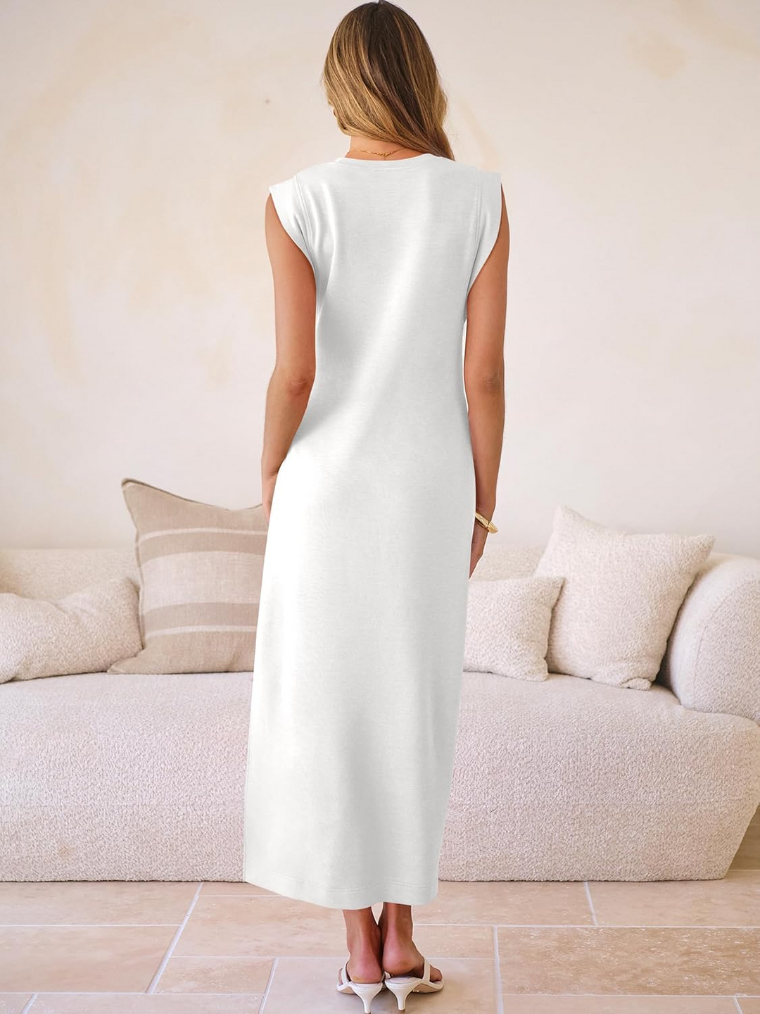 ANRABESS Summer Casual Sleeveless Maxi Dress for Women Crewneck Loose Split Wrinkle-Free Travel Vacation Long Dress Beach Sundress with Pockets