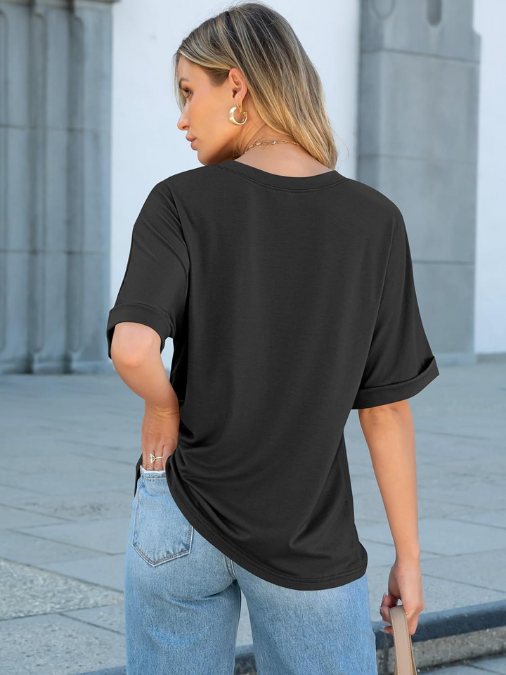 ANRABESS Oversized T Shirts for Women Short Sleeve Crewneck Basic Tee Loose Casual Summer Top with Pocket