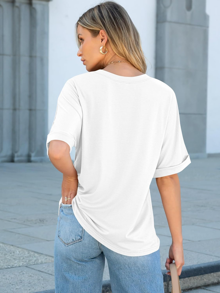 ANRABESS Oversized T Shirts for Women Short Sleeve Crewneck Basic Tee Loose Casual Summer Top with Pocket