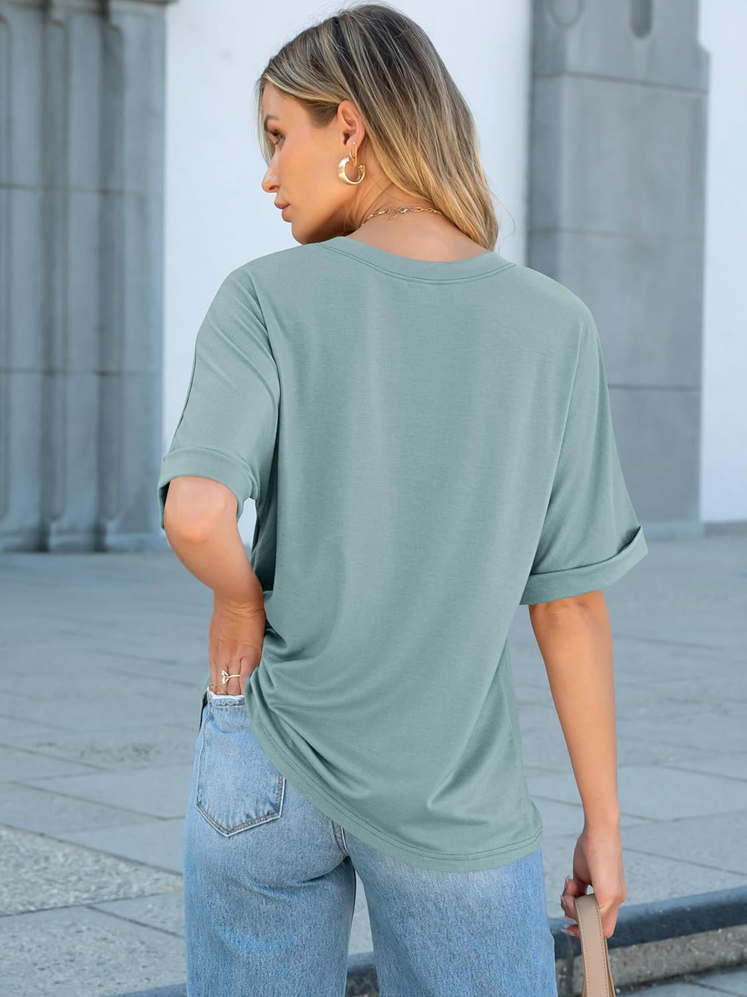 ANRABESS Oversized T Shirts for Women Short Sleeve Crewneck Basic Tee Loose Casual Summer Top with Pocket