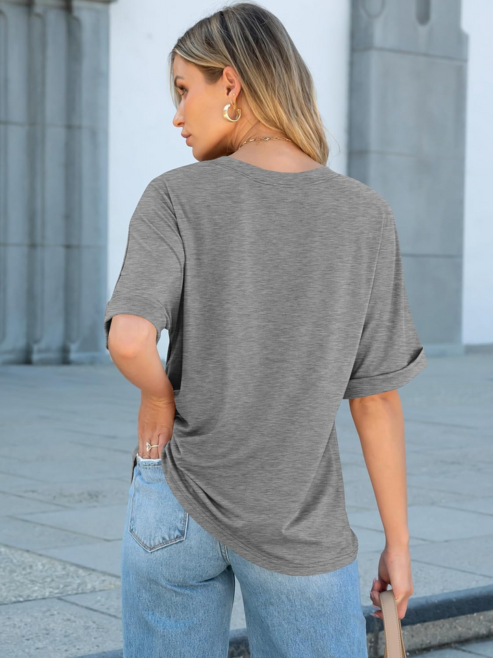ANRABESS Oversized T Shirts for Women Short Sleeve Crewneck Basic Tee Loose Casual Summer Top with Pocket