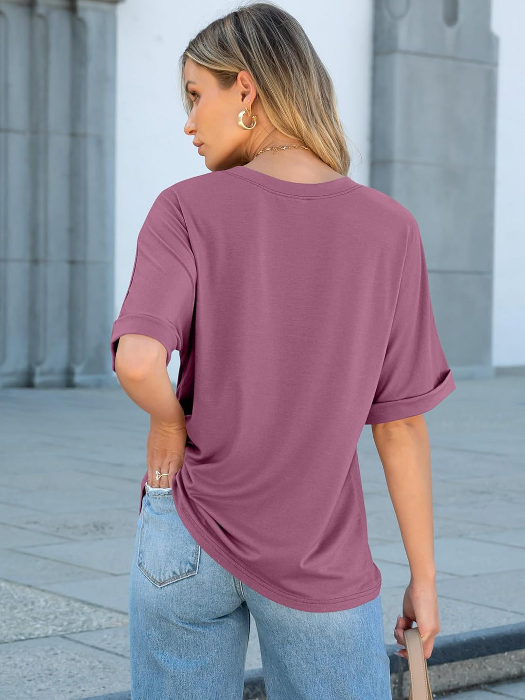 ANRABESS Oversized T Shirts for Women Short Sleeve Crewneck Basic Tee Loose Casual Summer Top with Pocket