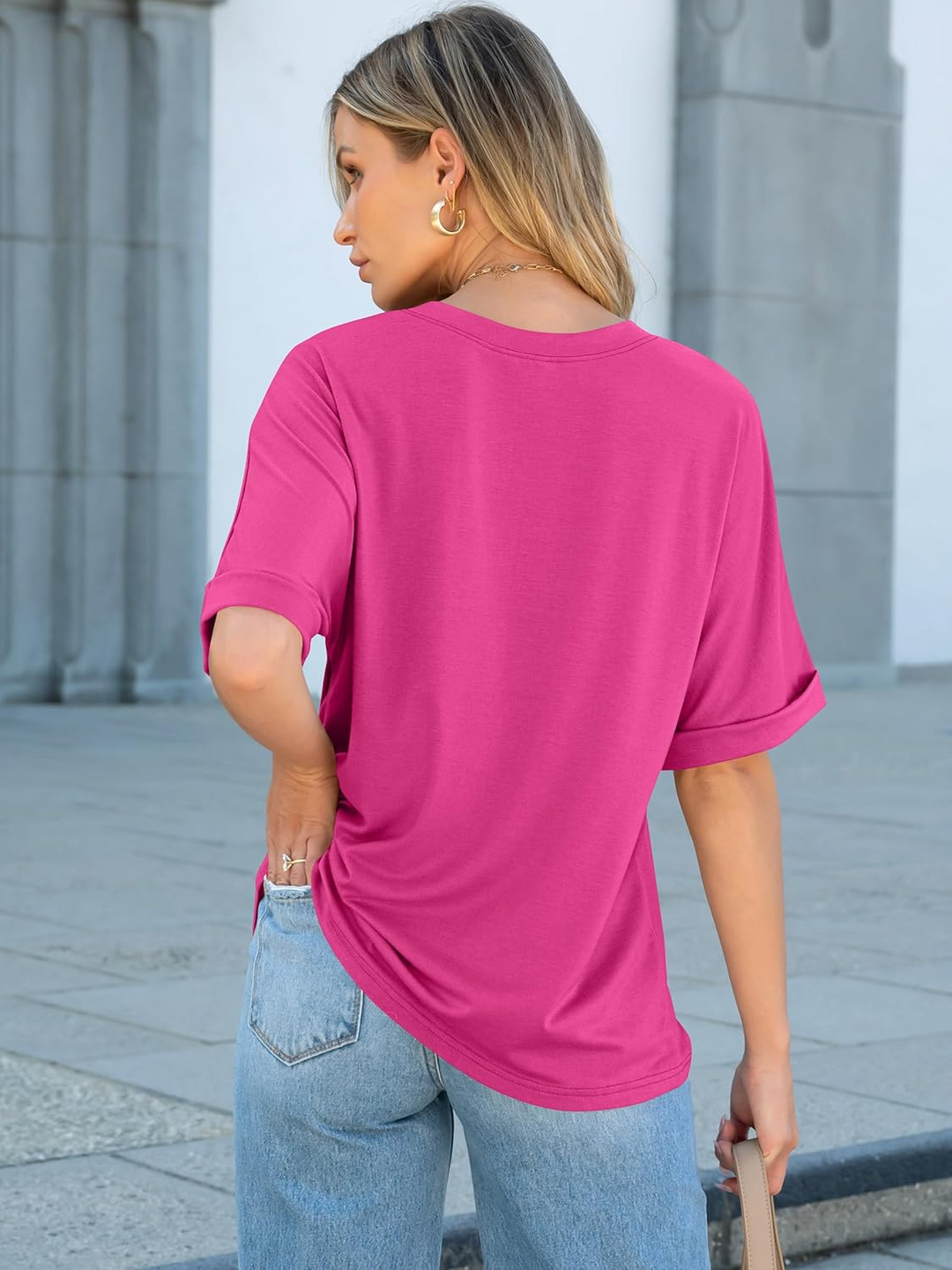 ANRABESS Oversized T Shirts for Women Short Sleeve Crewneck Basic Tee Loose Casual Summer Top with Pocket