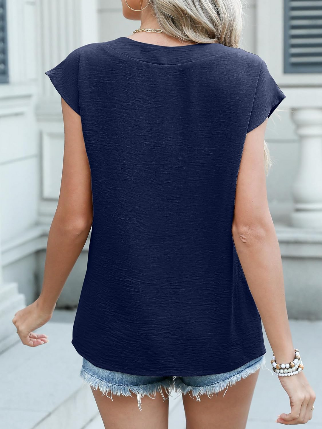ANRABESS Women Tops V Neck T Shirts Cap Sleeve Business Casual Tops for Women Summer Loose Fit Dressy Work Office Blouses Cute Clothes Trendy Outfits
