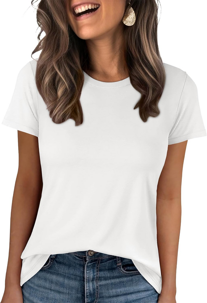 ANRABESS Summer T Shirts for Women, Round Neck Short Sleeve Tops for Women 2026 WrinkleFree Comfy Tshirt Basic Tee Casual Workout Tops Vacation Outfits