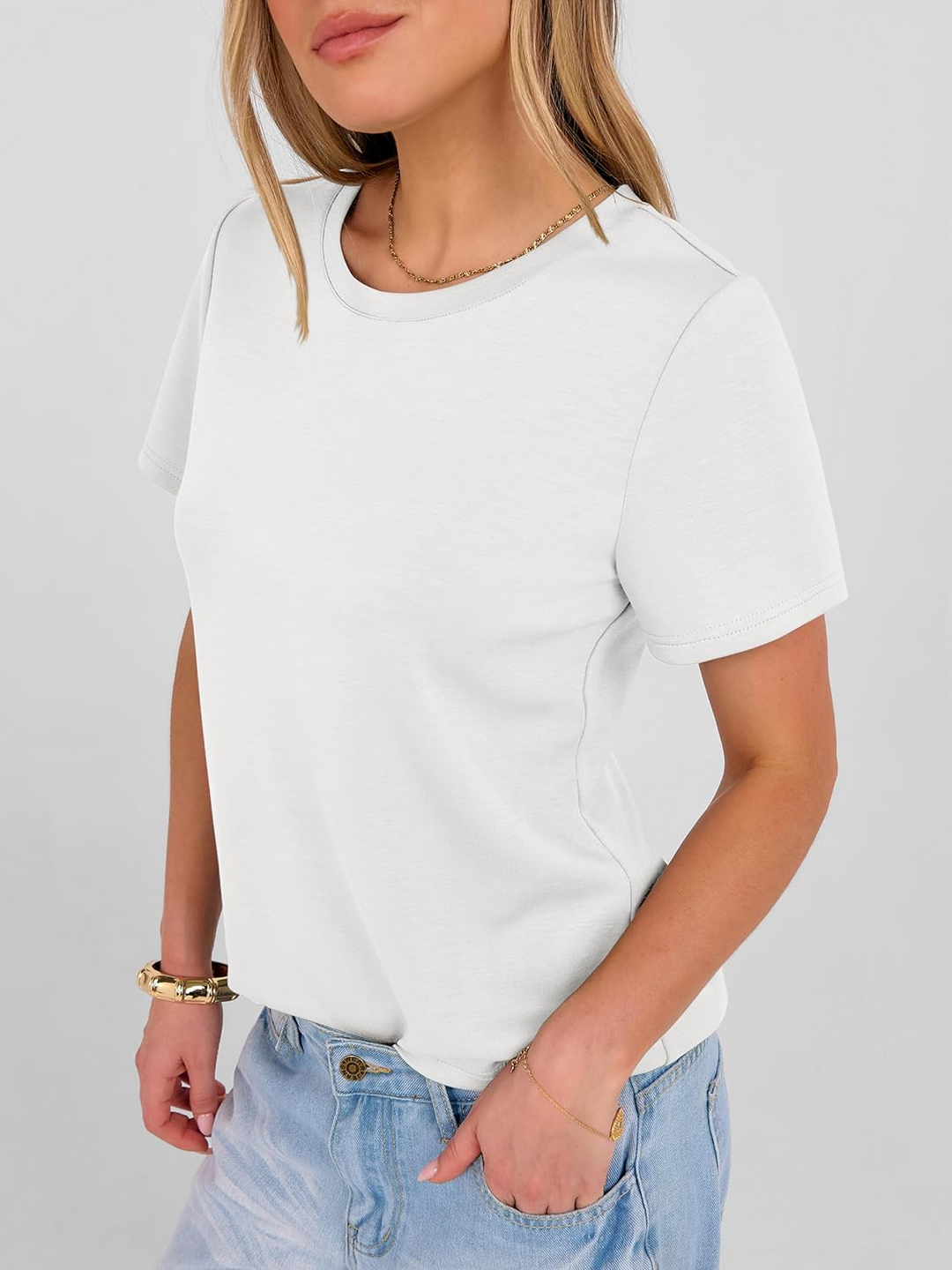 ANRABESS Summer T Shirts for Women, Round Neck Short Sleeve Tops for Women 2026 WrinkleFree Comfy Tshirt Basic Tee Casual Workout Tops Vacation Outfits