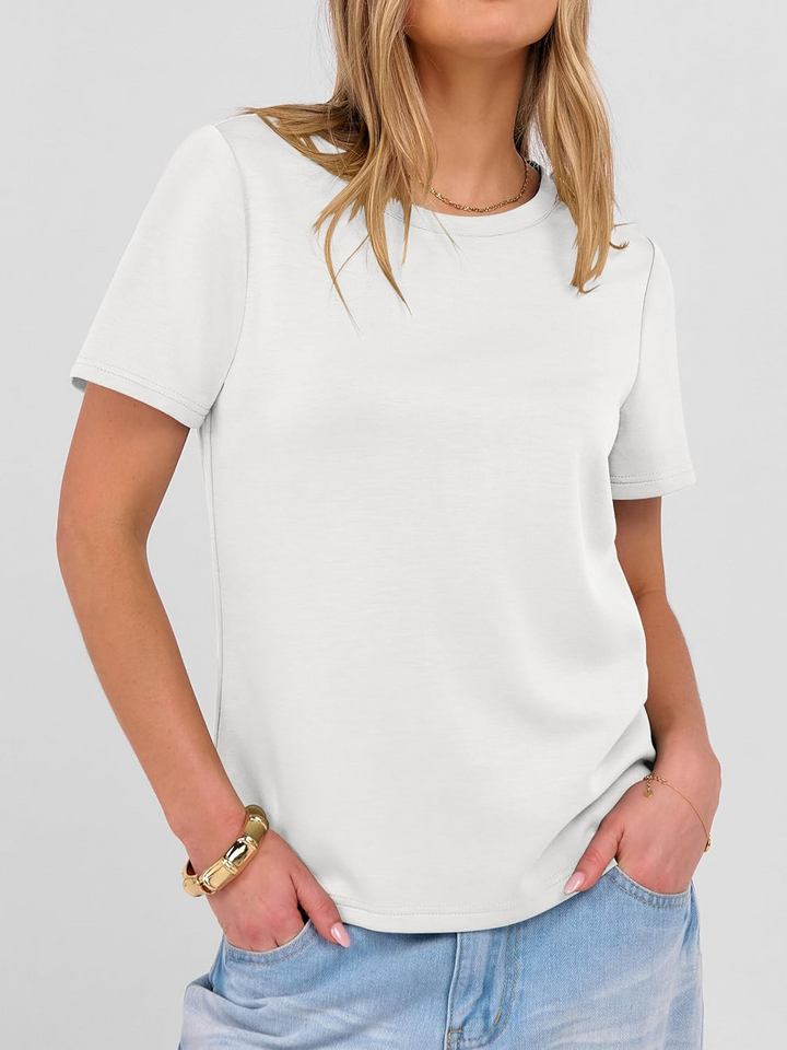 ANRABESS Summer T Shirts for Women, Round Neck Short Sleeve Tops for Women 2026 WrinkleFree Comfy Tshirt Basic Tee Casual Workout Tops Vacation Outfits