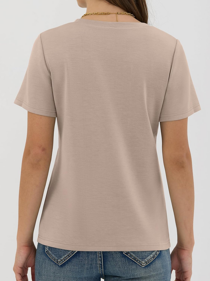 ANRABESS Summer T Shirts for Women, Round Neck Short Sleeve Tops for Women 2026 WrinkleFree Comfy Tshirt Basic Tee Casual Workout Tops Vacation Outfits