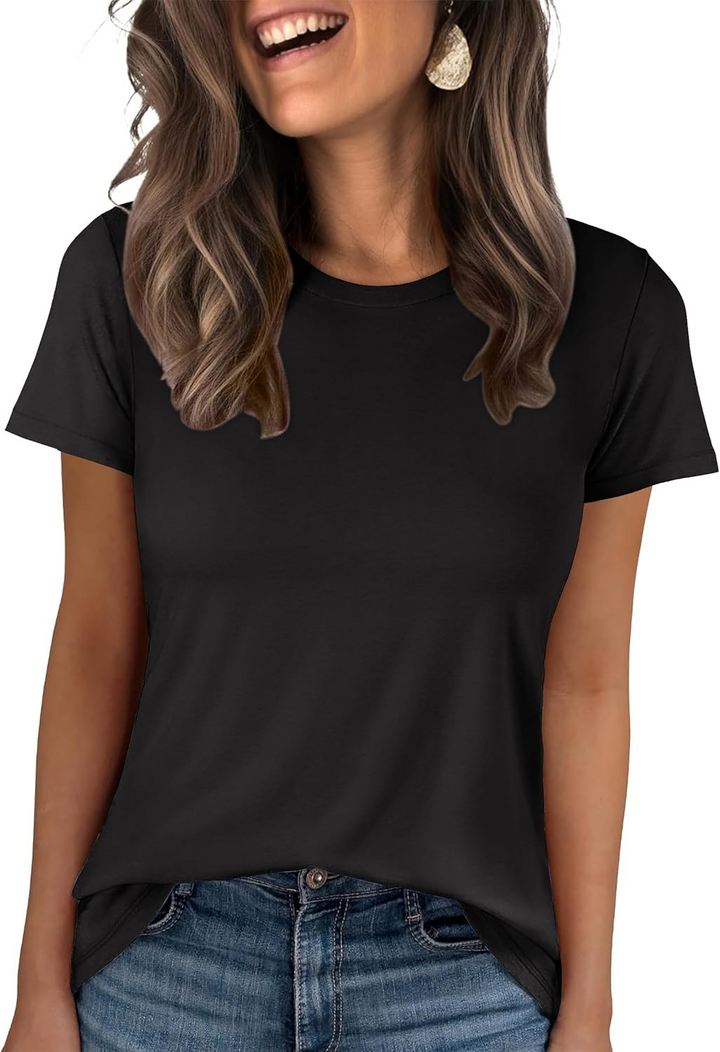 ANRABESS Summer T Shirts for Women, Round Neck Short Sleeve Tops for Women 2026 WrinkleFree Comfy Tshirt Basic Tee Casual Workout Tops Vacation Outfits