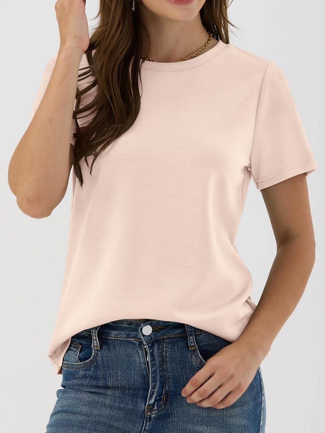 ANRABESS Summer T Shirts for Women, Round Neck Short Sleeve Tops for Women 2026 WrinkleFree Comfy Tshirt Basic Tee Casual Workout Tops Vacation Outfits