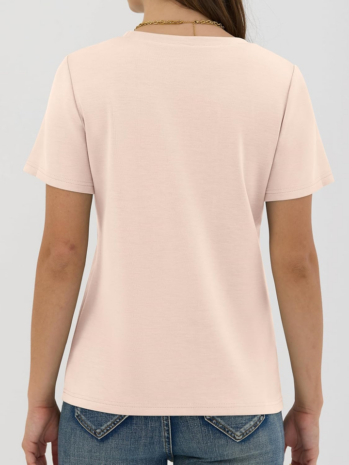 ANRABESS Summer T Shirts for Women, Round Neck Short Sleeve Tops for Women 2026 WrinkleFree Comfy Tshirt Basic Tee Casual Workout Tops Vacation Outfits