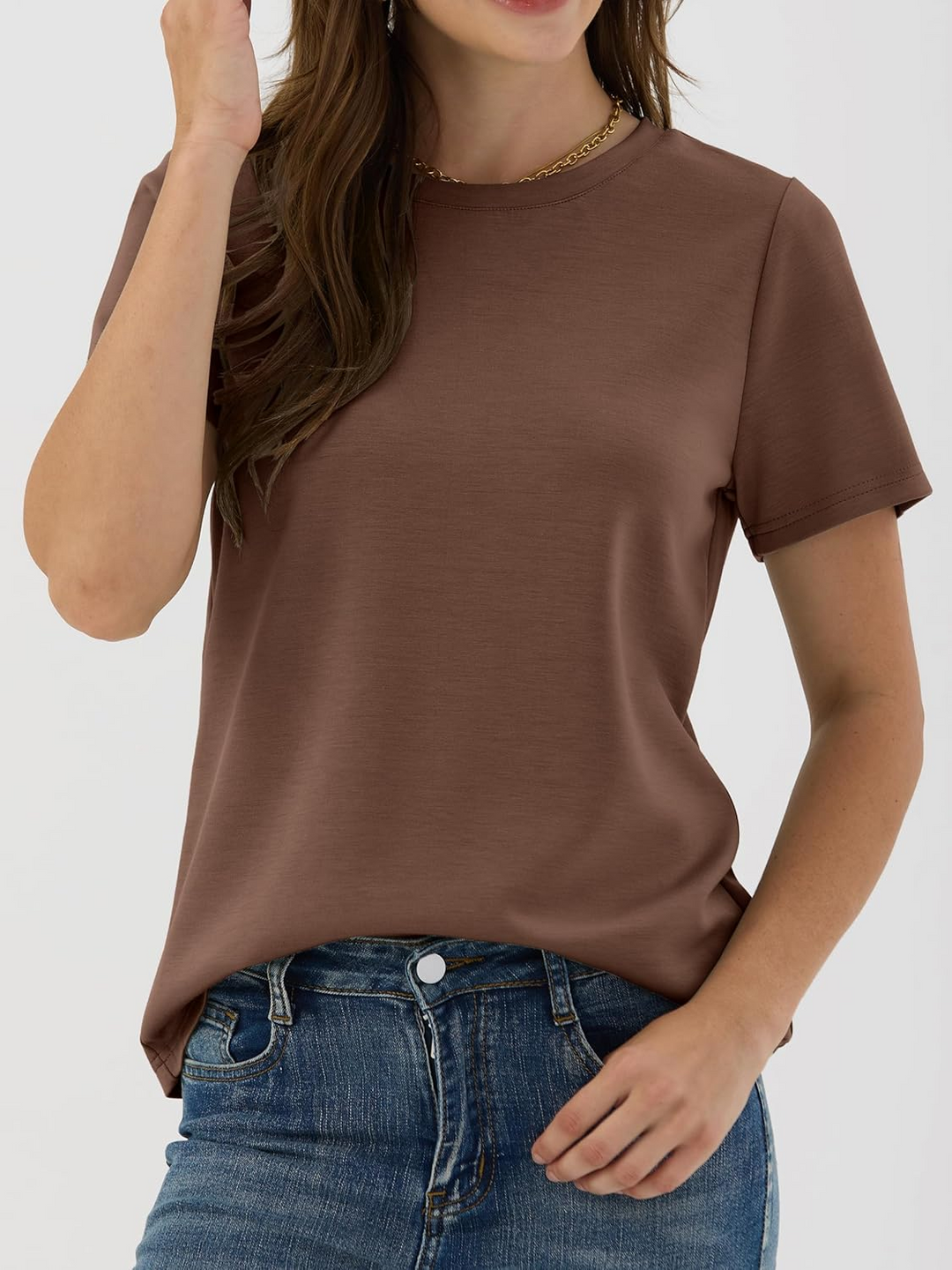 ANRABESS Summer T Shirts for Women, Round Neck Short Sleeve Tops for Women 2026 WrinkleFree Comfy Tshirt Basic Tee Casual Workout Tops Vacation Outfits