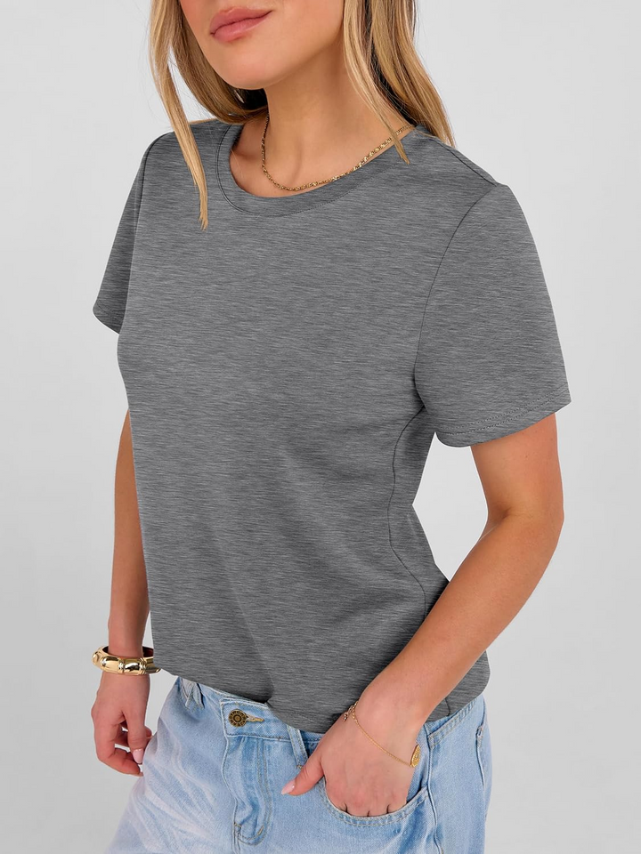 ANRABESS Summer T Shirts for Women, Round Neck Short Sleeve Tops for Women 2026 WrinkleFree Comfy Tshirt Basic Tee Casual Workout Tops Vacation Outfits