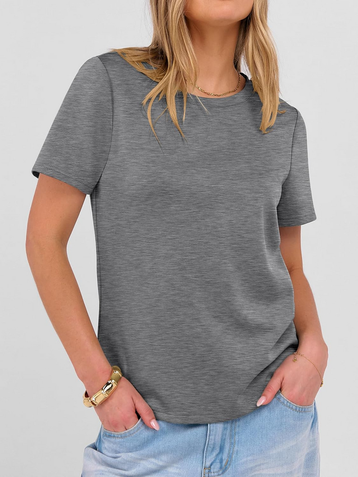 ANRABESS Summer T Shirts for Women, Round Neck Short Sleeve Tops for Women 2026 WrinkleFree Comfy Tshirt Basic Tee Casual Workout Tops Vacation Outfits