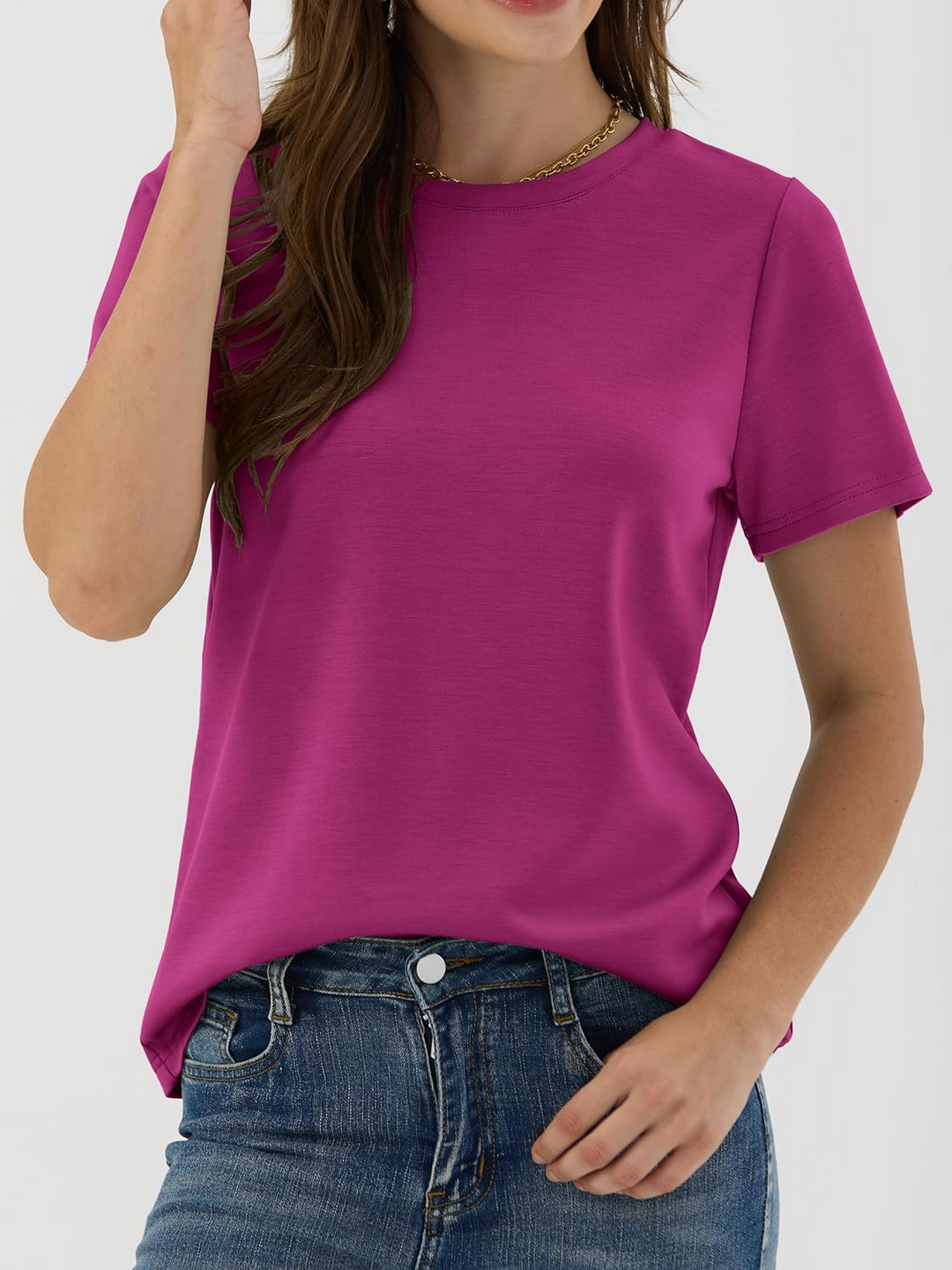 ANRABESS Summer T Shirts for Women, Round Neck Short Sleeve Tops for Women 2026 WrinkleFree Comfy Tshirt Basic Tee Casual Workout Tops Vacation Outfits
