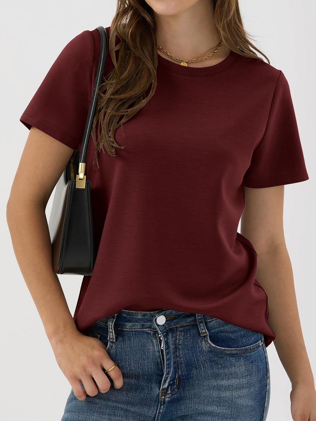 ANRABESS Summer T Shirts for Women, Round Neck Short Sleeve Tops for Women 2026 WrinkleFree Comfy Tshirt Basic Tee Casual Workout Tops Vacation Outfits