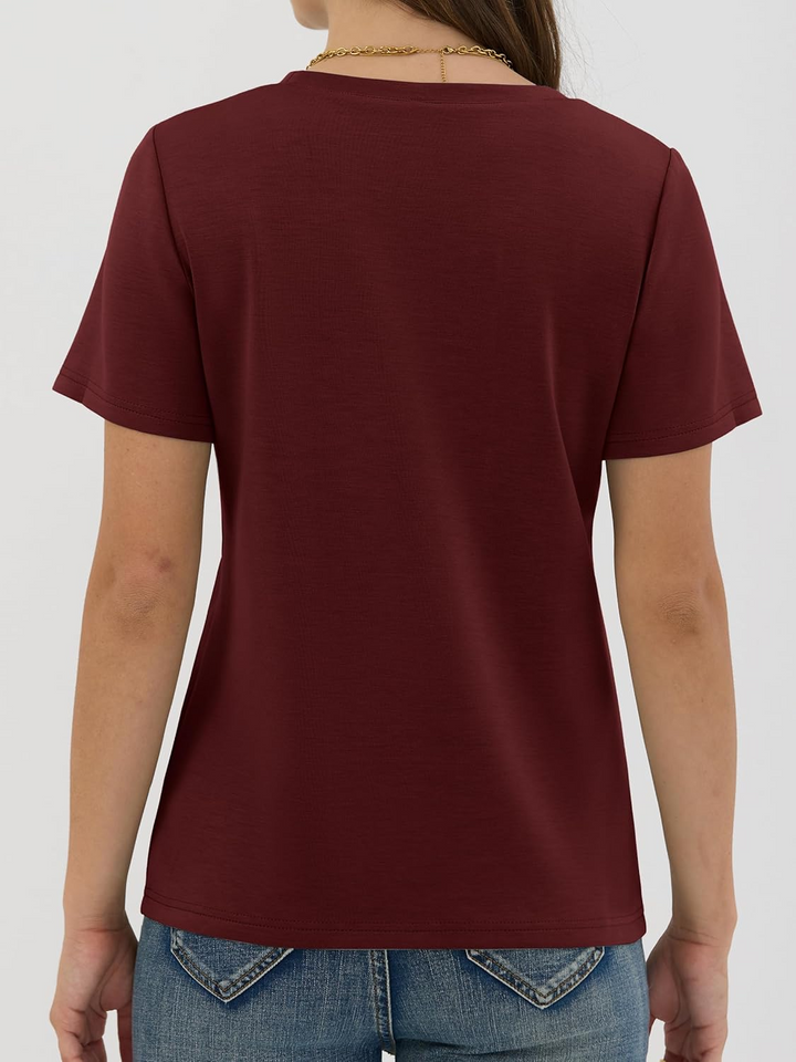 ANRABESS Summer T Shirts for Women, Round Neck Short Sleeve Tops for Women 2026 WrinkleFree Comfy Tshirt Basic Tee Casual Workout Tops Vacation Outfits