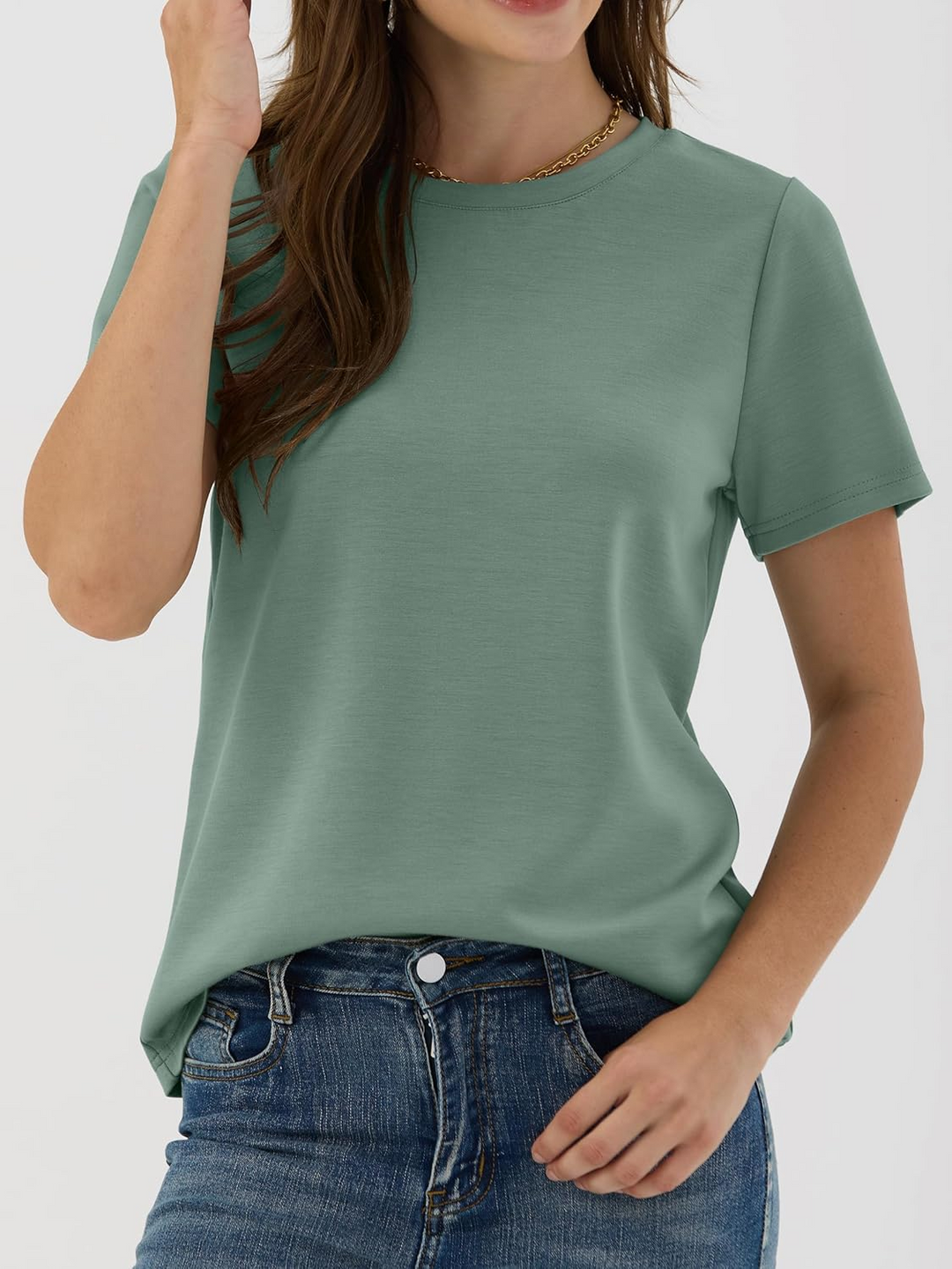 ANRABESS Summer T Shirts for Women, Round Neck Short Sleeve Tops for Women 2026 WrinkleFree Comfy Tshirt Basic Tee Casual Workout Tops Vacation Outfits