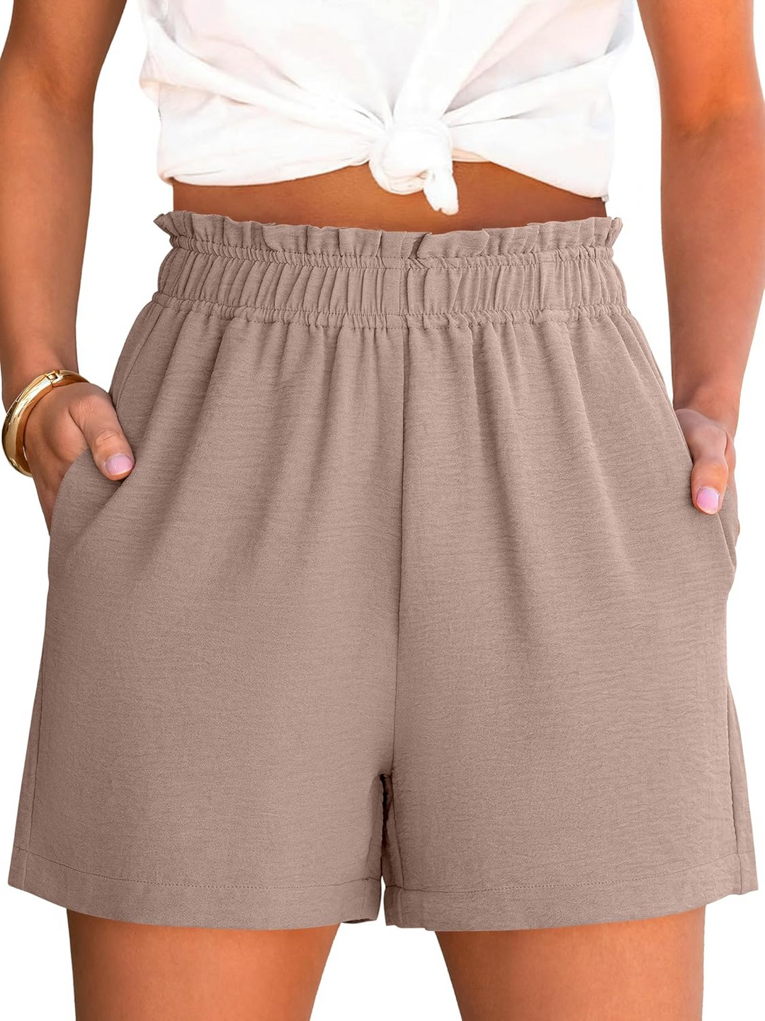 ANRABESS Women's High Waisted Elastic Lounge Shorts