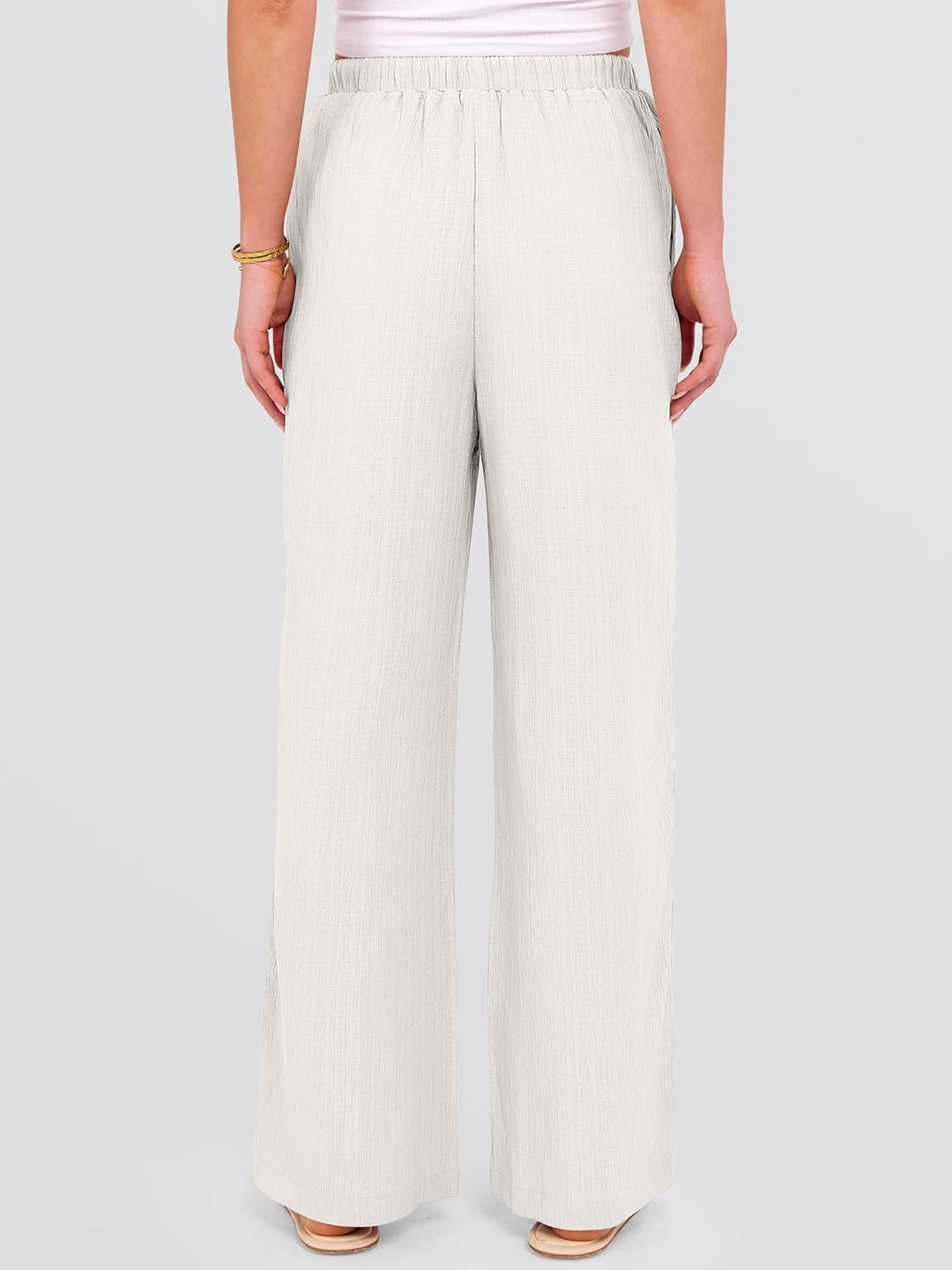 ANRABESS Womens Casual Wide Leg Pants Elastic Waist Drawstring Lightweight Flowy Beach Palazzo Pants with Pockets