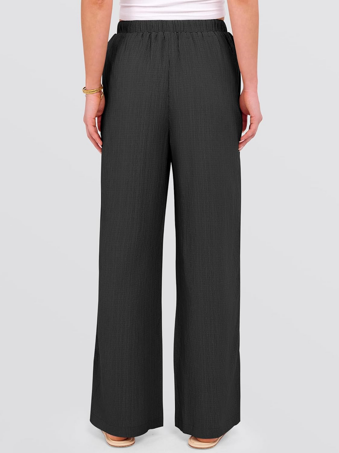 ANRABESS Womens Casual Wide Leg Pants Elastic Waist Drawstring Lightweight Flowy Beach Palazzo Pants with Pockets