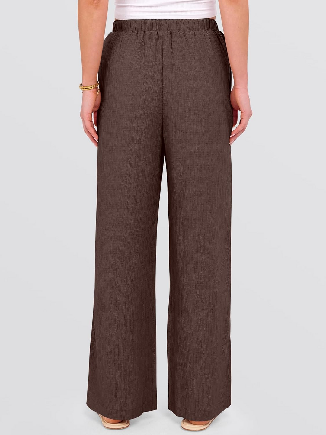 ANRABESS Womens Casual Wide Leg Pants Elastic Waist Drawstring Lightweight Flowy Beach Palazzo Pants with Pockets