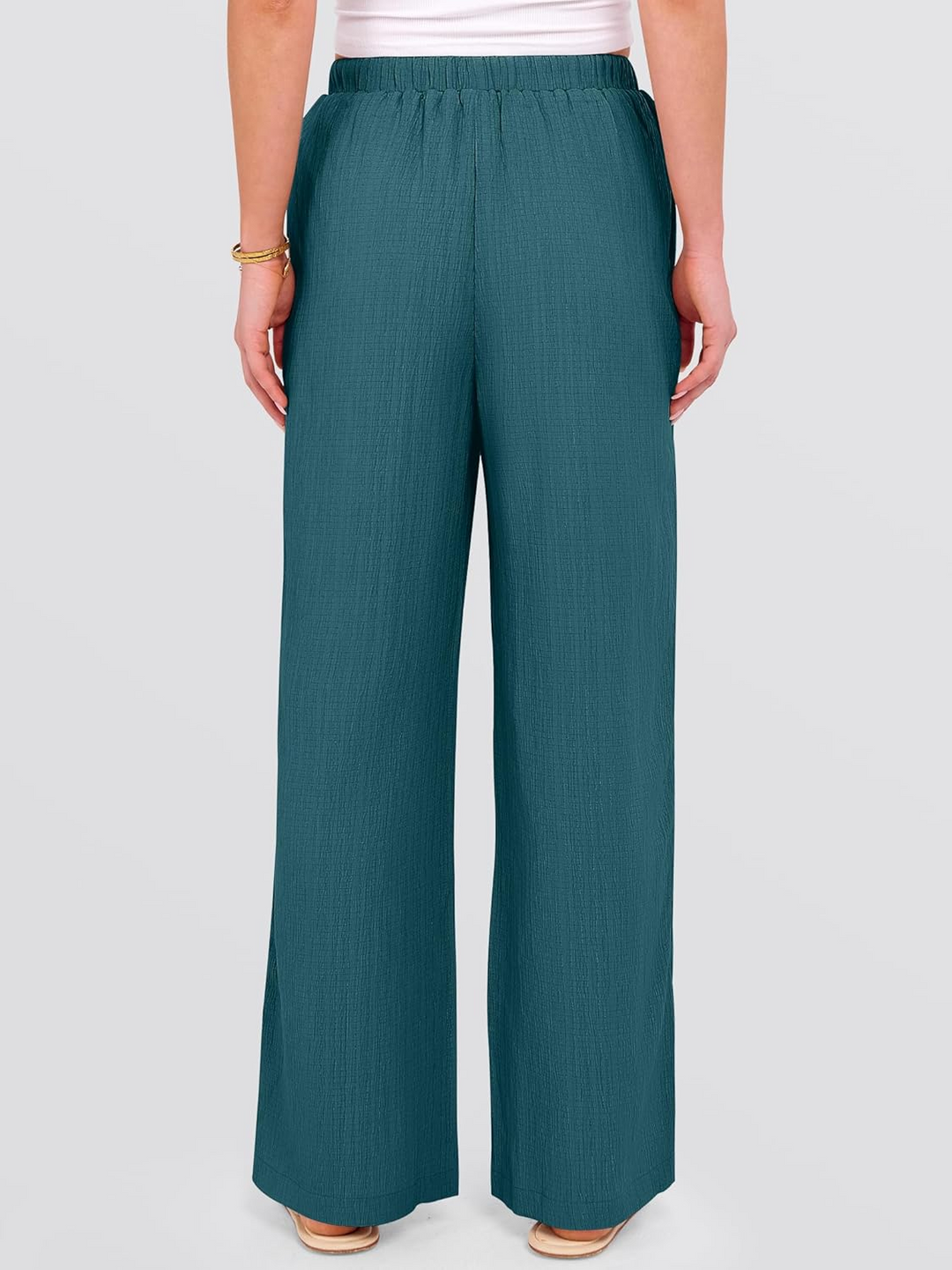 ANRABESS Womens Casual Wide Leg Pants Elastic Waist Drawstring Lightweight Flowy Beach Palazzo Pants with Pockets