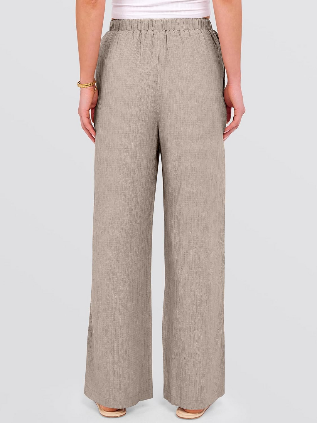 ANRABESS Womens Casual Wide Leg Pants Elastic Waist Drawstring Lightweight Flowy Beach Palazzo Pants with Pockets